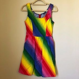 🌈 Retrolicious Rainbow Skater Dress Size Medium